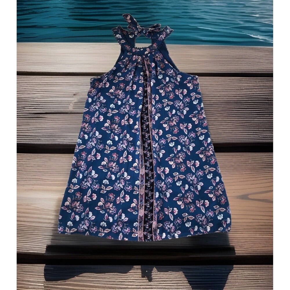 Francescas Blue Rain Women’s Halter Dress Blue Floral Size Large